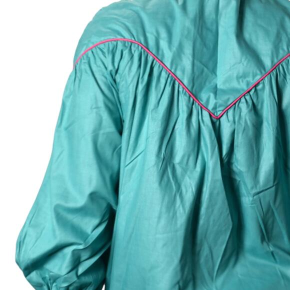 Vintage Robe House Coat Loungewear Green Gown Muumuu Lounge Dress Maxi Small - Picture 5 of 16